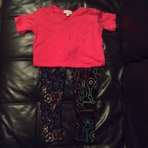 LulaRoe Girls Gracie & 2 Leggings -Guitar & Floral